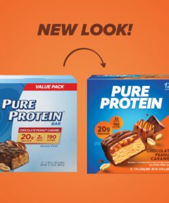 Pure Protein Bars, High Protein, Nutritious Snacks to Support Energy, Low Sugar, Gluten Free, Chocolate Peanut Caramel, 1.76oz, 12 Pack (Packaging May Vary) 19 81PyyDjDC7L