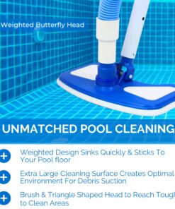 SWIMLINE HYDROTOOLS Manual Pool Vacuum Head Attachment For Inground & Above Ground Pools |Weighted Swimming Pool Vac Head Butterfly Shape W/ Bristles| Swivel Hose 1-1/4 or 1-1/2’’|Clean Debris 8130 9 81PzkFqxBL