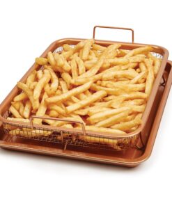 Copper Chef, 2-Piece Non-Stick Bakeware Set for Oven with Crisper Pan and Cookie Sheet, 13 x 9-Inch, N5O4RBL, Copper 31 81Q21JrcNL