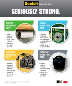 Scotch Indoor Mounting Tape,34-in x 350-in, White, Holds up to 2 lbs,1-Roll (110-Long) 1/2"x350" 22 81Q6fegfxHL