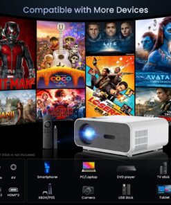 4K Support Projector with Wifi and Bluetooth, HOMPOW Mini Portable Projectors for Outdoor Home Movie, Compatible with Laptop, Smartphone, TV Stick, Xbox, PS5 white 31 81Q6p48QoUL