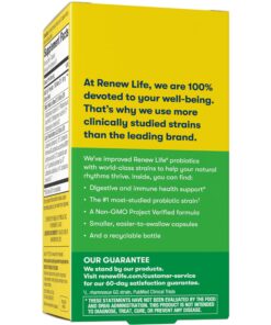 Renew Life Probiotic Adult 50 Plus Probiotic Capsules, Daily Supplement Supports Urinary, Digestive and Immune Health, L. Rhamnosus GG, Dairy, Soy and gluten-free, 30 Billion CFU, 30 Count 30 Count (Pack of 1) 19 81Q6xV5os3L