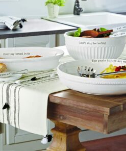Mud Pie Farmhouse Inspired Serving Bowl Body Bread Basket Set, One size, White 9 81Q8phRveNL