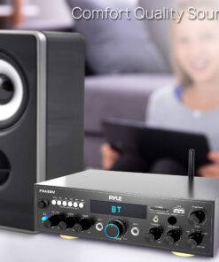 Wireless Bluetooth Power Amplifier System - 200W Dual Channel Sound Audio Stereo Receiver w/USB, SD, AUX, MIC in w/Echo, Radio, LCD - for Home Theater Entertainment via RCA, Studio Use - PDA6BU 14 81Q9 Q0LIkL 2