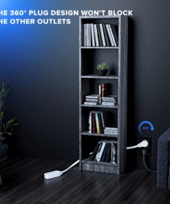 Maximm Cable 3 Ft 360° Rotating Flat Plug Extension Cord/Wire, 16 AWG Multi 3 Outlet Extension Wire, 3 Prong Grounded Wire - White - UL Certified 3 Feet 31 81QB4F3fVoL