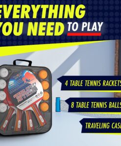 NIBIRU SPORT Ping Pong Paddle Sets - Professional Table Tennis Paddles, Balls, Storage Case - Table Tennis Rackets & Game Accessories 4 Paddle Set 33 81QCyww84YL