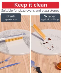 Senwosa 26” Pizza Oven Brush with Stone Scraper - Stainless Steel Bristles, Long Handle, Heat-Resistant - Compatible with Ooni Ovens - Includes Spare Head 35 81QEkyMbrBL