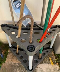 Rubbermaid Plastic Garage Corner Tool Tower Rack, Easy to Assemble, Organizes up to 30 Long-Handled Tools/Rakes/ Brooms/Shovles for Home/House/Outdoor/Sheds Corner Tower 32 81QF71l sL