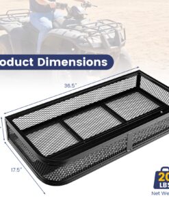 Goplus ATV Front Rack, Universal ATV Storage Rack, Heavy Duty Luggage Carrier with Metal Mesh Frame, ATV/UTV Cargo Basket, 36.5”L x 17.5”W x 6.5”H 22 81QFxQbxO4L