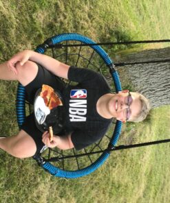 Royal Oak Giant 40" Spider Web Tree Swing, 600 lb Weight Capacity, Durable Steel Frame, Waterproof, Adjustable Ropes, Bonus Flag Set and 2 Carabiners, Non-Stop Fun for Kids (Blue) Blue 37 81QIC9g6YwL