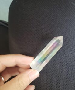 TUMBEELLUWA Healing Crystal Wands Quartz Points 6 Faceted Chakra Tumbled Stone Reiki Meditation Therapy,Rock Quartz,Angel Aura Titanium Coated #1 White/Angel Aura 11 81QIcDMI6RL