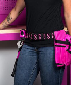The Orignal Pink Box 2-Pouch 10-Pocket Canvas Tool Belt with Hammer Loop, and Adjustable Waist, Pink 26 81QJa11 dHL