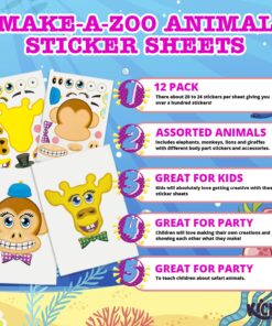 Kicko Make-a-Zoo Animal Sticker Book -12 Pack - Stickers for Kids - Useful in Arts, Parties, Birthdays, Party Favors, Crafts, School, Daycare, Christmas 14 81QJlnvqC4L