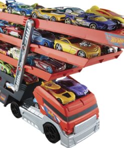 Hot Wheels Playset with Hw MEGA Hauler Toy Truck & 1:64 Scale Car, Stores 50+ Vehicles, Expands to 6 Levels red 25 81QMZKsbxuL