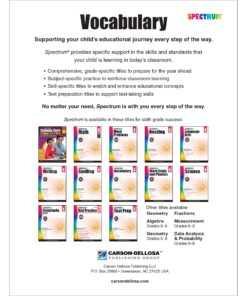 Alternative view of Spectrum Grade 6 Vocabulary Workbooks, Ages 11 to 12, 6th Grade Vocabulary Workbook, Vocabulary Analogies, Dictionary Skills, Roots and Affixes, and Context Clues - 160 Pages