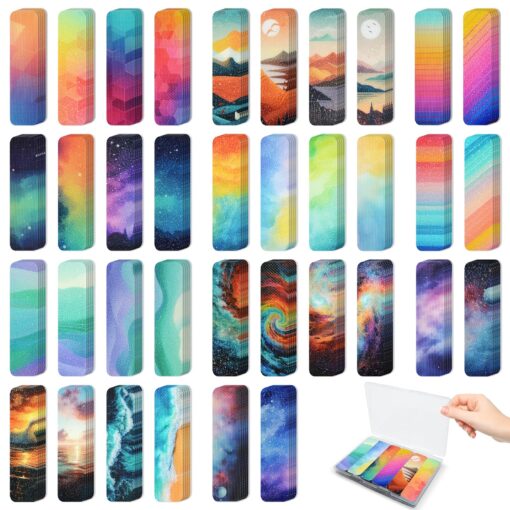 TOEMUR 72 Pieces Calm Strips Anxiety Sensory Stickers with Storage Box 2 Textured Surface Adhesives Fidget Strips for Office & Classroom Desk Relieve Adult & Teen Stress Unique Style