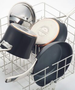 Anolon Nouvelle Copper Hard Anodized Nonstick Pots and Pans, Cookware Set (11 Piece), Onyx Cookware Set (11 Piece) 26 81QOHJz3deL