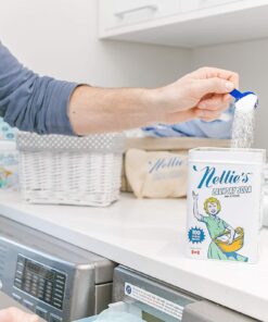 Nellie's Laundry Soda, 100 Load Tin, Non Toxic, Biodegradable, Hypoallergenic, Vegan, Leaping Bunny Certified, 52.8 Oz, Pack of 2 Fragrance Free 3.3 Pound (Pack of 2) 16 81QOIRMAA6L