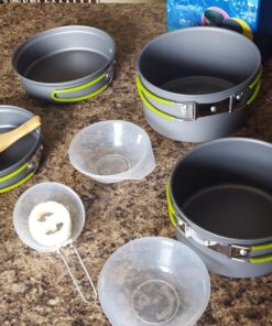 Wealers Camping Cookware 11 Piece Outdoor Mess Kit Backpacking| Trailblazing add on | Compact| Lightweight| Durable with Chef Pots, Bowls, Utensils and Mesh Carry Bag Included (11 Piece Set) 39 81QOTfMLTFL