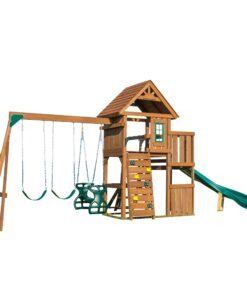Swing-N-Slide PB 8272 Cedar Brook Play Set with Two Swings, Slide, Monkey Bars, Picnic Table & Glider, Green 18 81QP24MRqeL