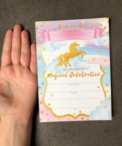 POP parties Magical Unicorn 12 Large Invitations - 12 Invitations + 12 Envelopes - Double Sided 20 81QPB1AsY5L