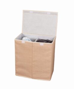 Honey-Can-Do Large Dual Laundry Hamper with Lid, Natural Resin Folding Dual Hamper 14 81QQ7Z56pgL