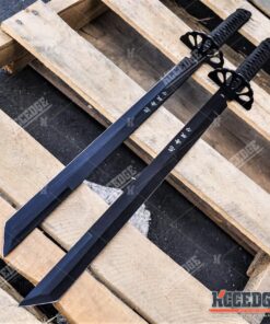 KCCEDGE BEST CUTLERY SOURCE 2PC Combo Full Tang 28in Tanto Ninja Katana Twin Sword Machete w/Nylon Sheath + Black Chinese Engraved on Blade Edition 26 81QStrkgS3L