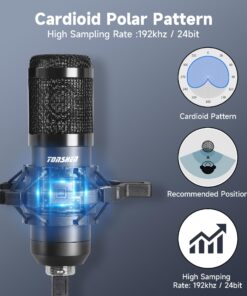 Alternative view of USB Microphone Podcast Equipment Bundle Microphone for PC 192khz/24bit Studio Cardioid Condenser Mic Kit Gaming Mics Studio Microphone for Singing, Streaming Microphone for Recording with Mic Boom Arm