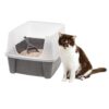 IRIS USA Open-Top Cat Litter Box with Shield and Scoop, Dark Gray Open Top - Dark Gray 39 81QUDLQGV L