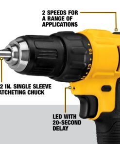 DEWALT 20V Max Cordless Drill / Driver Kit, Compact, 1/2-Inch (DCD771C2), Dewalt Yellow Compact Drill/Driver 40 81QVebXq3LS