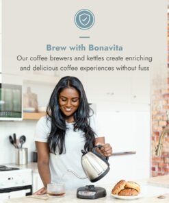 Bonavita 1L Digital Variable Temperature Gooseneck Electric Kettle for Coffee Brew and Tea Precise Pour Control, 6 Preset Temps, Café or Home Use, 1000 Watt, Stainless Steel Brushed Stainless Steel 30 81QVmjKLb1L