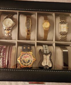 Sodynee WBPU12-03 Watch Dislpay Box Organizer, Pu Leather with Glass Top, Large, Black 12"(D) x 7.5"(W) x 3.2"(H) 26 81QWvyKJASL