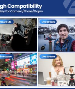 Tripod for iPhone, Fotopro Flexible Camera Tripod with Remote for iPhone 12 XS,Samsung, Waterproof and Anti-Crack Phone Tripod Stand for GoPro, Portable Travel Tripod for Live Streaming Vlogging Video Black and red 39 81QY3nxfHgL