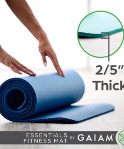 Gaiam Essentials Thick Yoga Mat Fitness & Exercise Mat with Easy-Cinch Yoga Mat Carrier Strap, 72"L x 24"W x 2/5 Inch Thick Teal 25 81Qb6r58JUL
