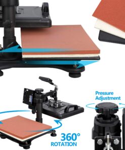 ZENY Heat Press Machine for T Shirt, 5 in 1 Combo Multifunctional Swing Away Clamshell Printing Sublimation Heat Press Transfer Machine for Plate Cap Mug Hat, 12 x 15 inch, 1200W 5in1 14 81QbJFeHmJL