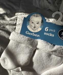 Gerber Baby Girls' 6-Pair Sock 3-6 Months White 30 81Qcv3BnXL