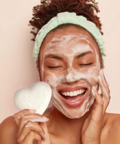 The Beauty Shelf Konjac Sponge Set, 3 Pack Exfoliating and Cleansing Facial Sponges - Pure Konjac Glucomannan - Easy-Grip Heart Shape - for Delicate and Sensitive Skin - Premium Bath Supplies 16 81QetLgoEPL
