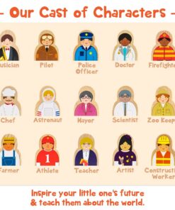 Little Professionals Wooden Character Set - Cute Wood Block People Toys for Kids & Toddlers - Open Ended STEM Pretend Play & Educational Games for Children, Boys & Girls (15-Pieces) 15 81QfPmEztSL