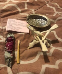 Tomoko White Sage Smudge Kit - 3 White Sage with Rose and Lavender, 2 Palo Santo, Abalone Shell, Wooden Tripod Stand & Feather! Healing, Purifying, Meditating, Incense & Cleansing Super 31 81QfPnkIRZL