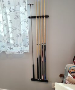 Action Standard 6 Pool Cue Stained Wood Wall Rack with Clips Midnight 16 81Qg45D8aL