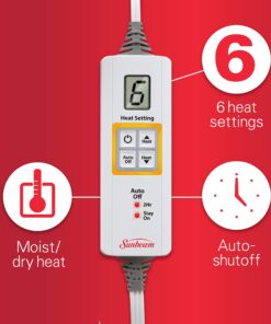 Sunbeam XL Heating Pad for Back, Neck, and Shoulder Pain Relief with Auto Shut Off and 6 Heat Settings, Extra Large 12 x 24", Green 24 81QhneVfQSL