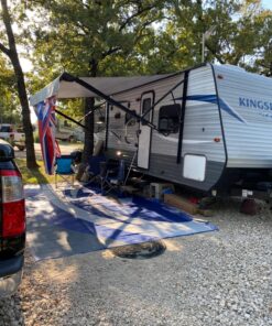 Stylish Camping 159183 9-feet by 18-feet Reversible Mat, Plastic Straw Rug, Large Floor Mat for Outdoors, RV, Patio, Backyard, Picnic, Beach, Camping (Blue/Grey) 9x18 Blue/Grey 29 81QiOUJkhuL