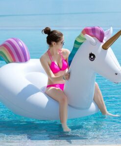 Jasonwell Big Inflatable Unicorn Pool Float Floatie Ride On with Fast Valves Large Rideable Blow Up Summer Beach Swimming Pool Party Lounge Raft Decorations Toys Kids Adults 3XL Rainbow 22 81QjPgVzmIL