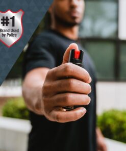 SABRE Advanced Pepper Spray, 3-in-1 Formula Contains Maximum Strength Pepper Spray, CS Military Tear Gas and UV Marking Dye, Compact Belt Clip for Easy Carry and Fast Access, 35 Bursts Black 32 81Qk0YKOiL