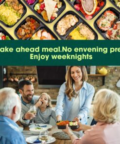 Glotoch 50 Pack 32 oz Meal Prep Containers Reusable, 2 Compartment Food Containers with Lids To Go Containers, Black Plastic Containers for Lunch-Microwave, Freezer, Dishwasher Safe, Eco-Friendly 32OZ 23 81QmJZkh9L