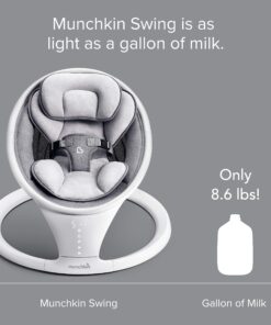 Munchkin® Bluetooth Enabled Lightweight Baby Swing with Natural Sway in 5 Ranges of Motion, Includes Remote Control, White Swing, Grey 21 81Qmlf6A4aL