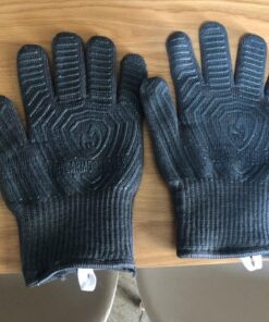 GRILL ARMOR GLOVES – Oven Gloves 932°F Extreme Heat & Cut Resistant Oven Mitts with Fingers for BBQ, Cooking, Grilling, Baking – Accessory for Smoker, Cast Iron, Fire Pit, Camping, Fireplace and More One Size Fits Most Gray 25 81QmmJ7JTkL