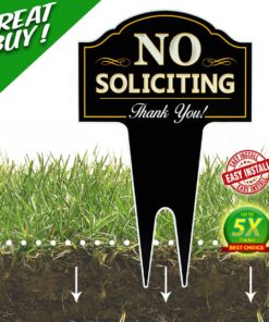 Signs Authority No Soliciting Outdoor Metal Yard Sign for Home, House and Business | Made with Heavy Duty DiBond Aluminum | Stop Solicitation, Deter Door Knockers and Bell Ringers (15"x9.5", Pack 1) No Soliciting Metal Non-Reflective 23 81Qo2mzileL