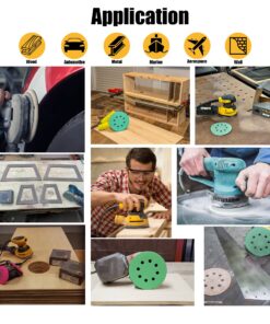 TigerShark 5 Inch Sanding Discs 8 Hole Wet Dry Grit 800/1200/1500/2000 20pcs Pack Film Green Line Hook and Loop Dustless Random Orbital Sander Paper Variety Pack Green20pk 16 81QoqbMq44L