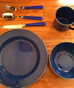 Stansport 24-Piece Enamel Camping Tableware Set Blue 44 81QpSZXu9NL